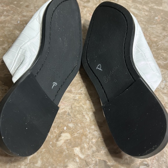 NWOT SEYCHELLES LEATHER WHITE MULES . Flat shoes slip on crocodile look - Picture 10 of 12